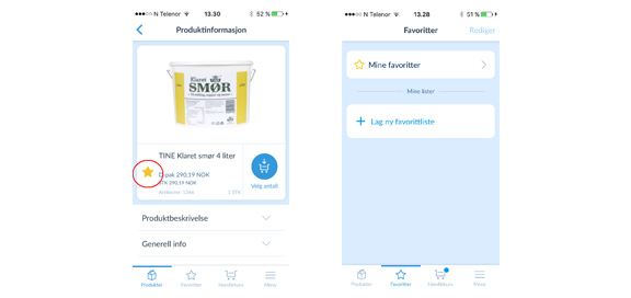 Legg produkter i favorittliste