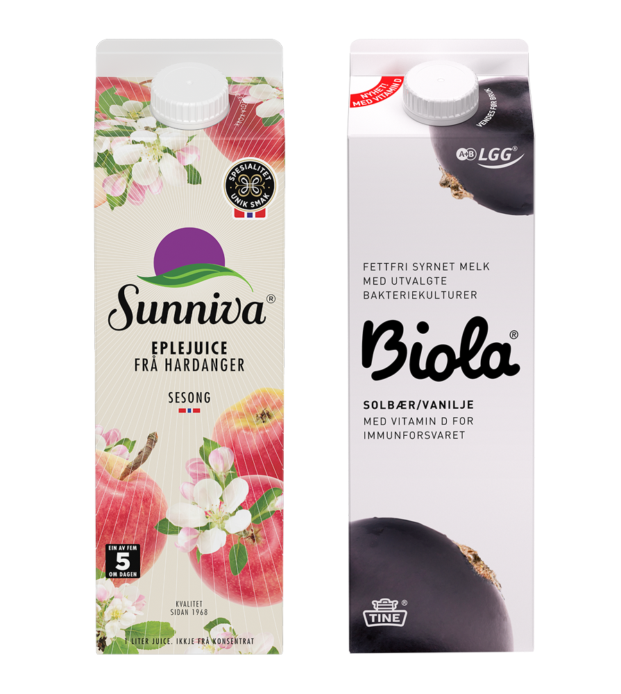 Biola® Solbær og vanilje og Sunniva® Eplejuice Hardanger